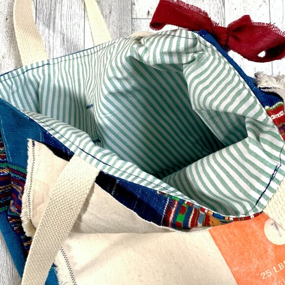Upcycled Northwest Magnum Shot Bag Pocket Tote Bag with Bow - Picture 5 of 7